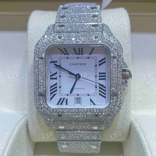 Customized Moissanite Cartier Santos Full Iced Out Watch For Bling's Men customdiamjewel