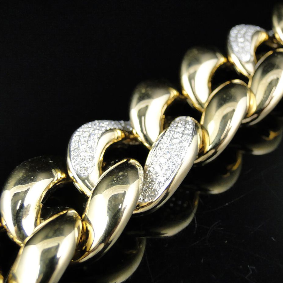 925 Sterling Silver Alternating Mens Cuban Bracelet hip hop jewelry customdiamjewel