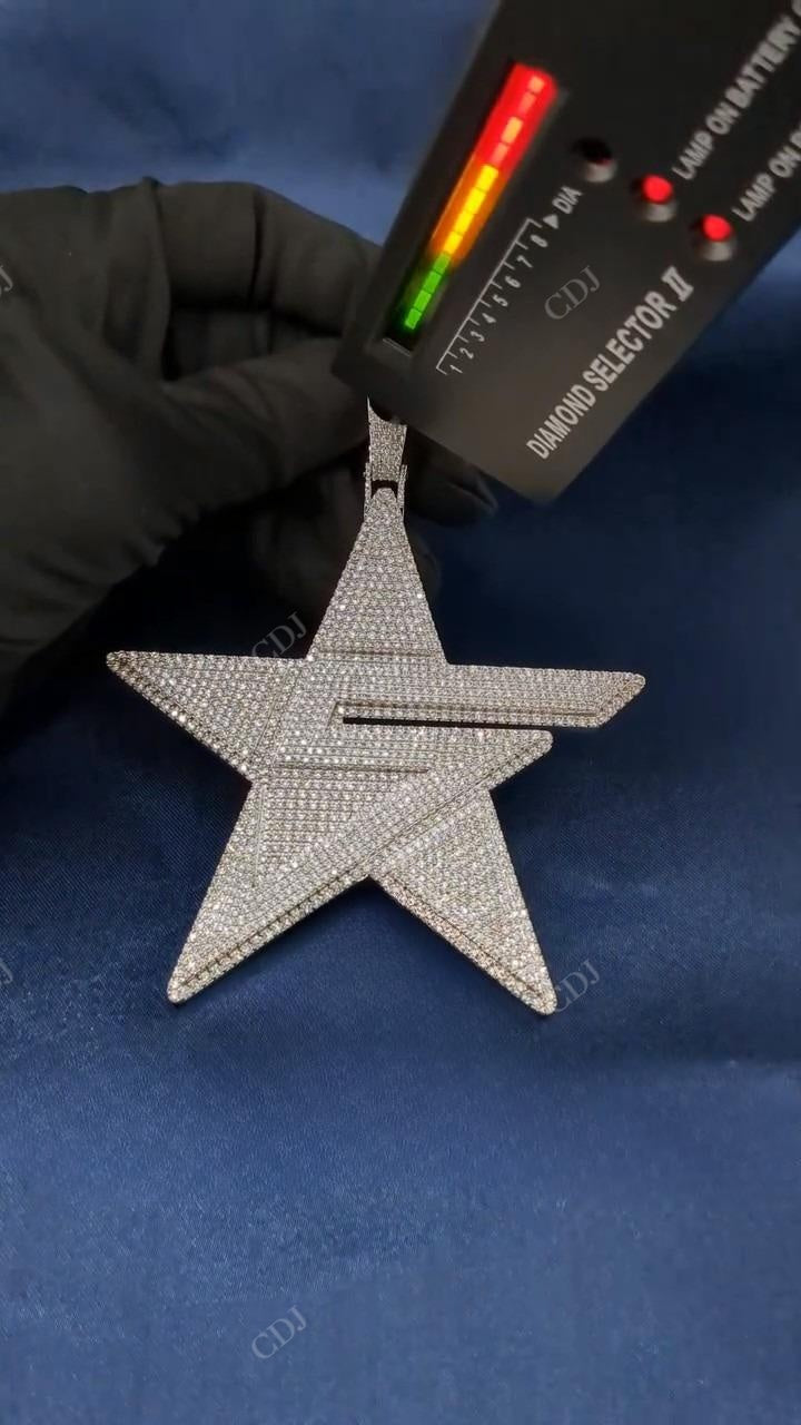 Iced Out Diamond Star Pendant hip hop jewelry CustomDiamJewel   