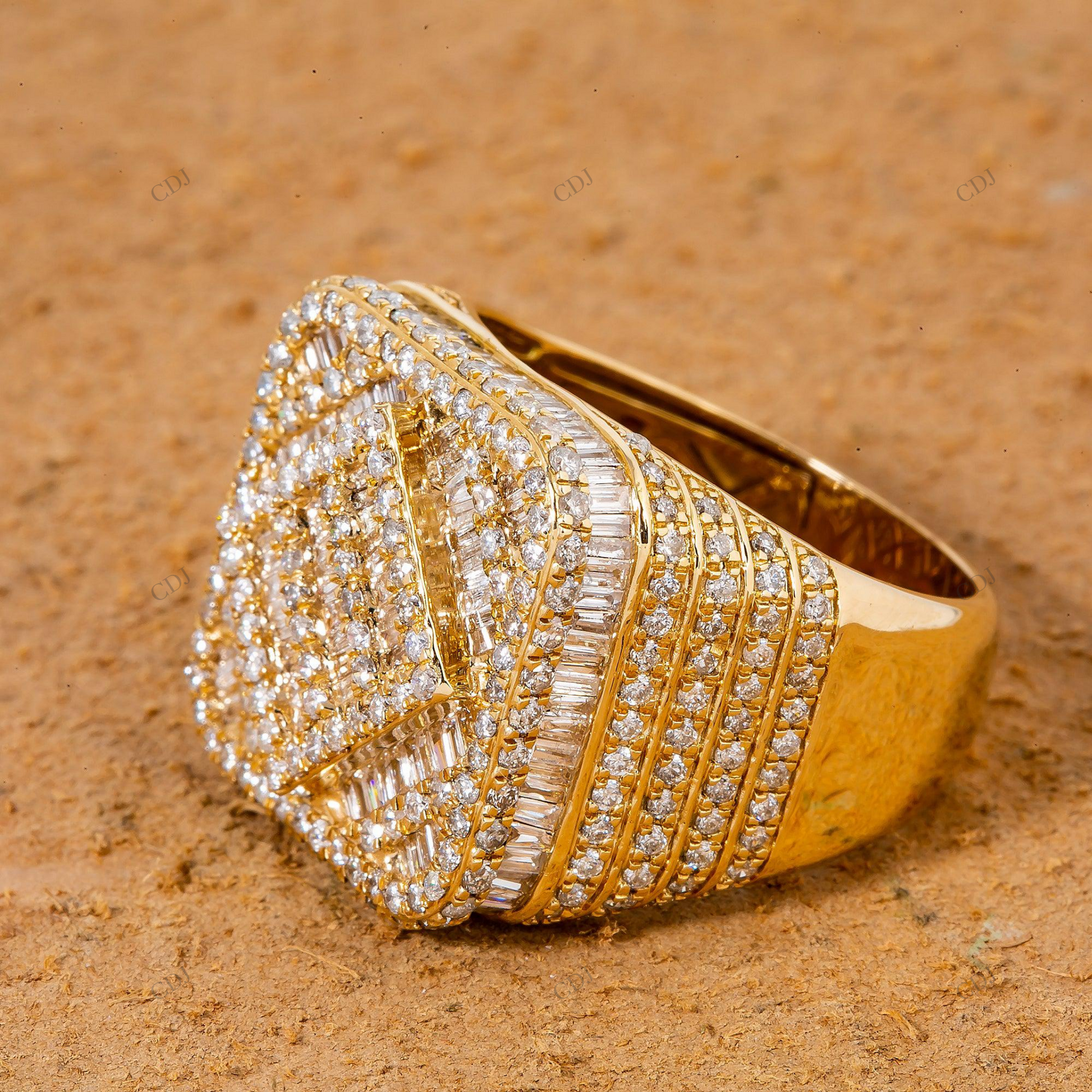 925 Silver Square Baguette Iced Out Pave Ring hip hop jewelry customdiamjewel