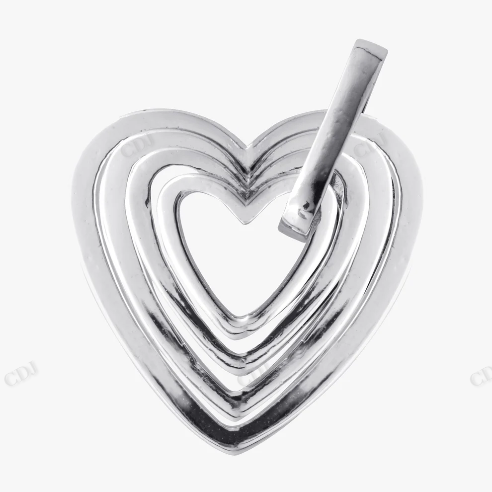 Sterling Silver Heart Layer Pendant hip hop jewelry CustomDiamJewel