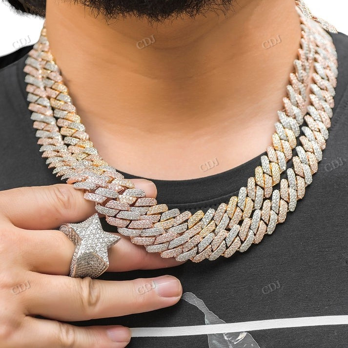 12MM Two Tone Gold Diamond Cuban Chain hip hop jewelry CustomDiamJewel