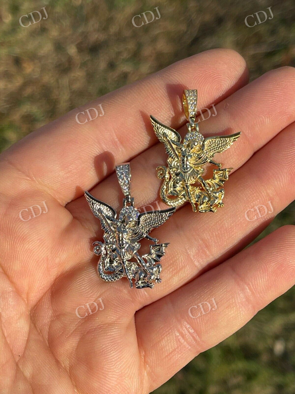 Saint Michael Archangel Diamond Hip Hop Pendant  customdiamjewel   
