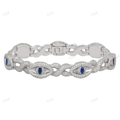 Moissanite Diamond Infinity Eye Silver Bracelet hip hop jewelry CustomDiamJewel