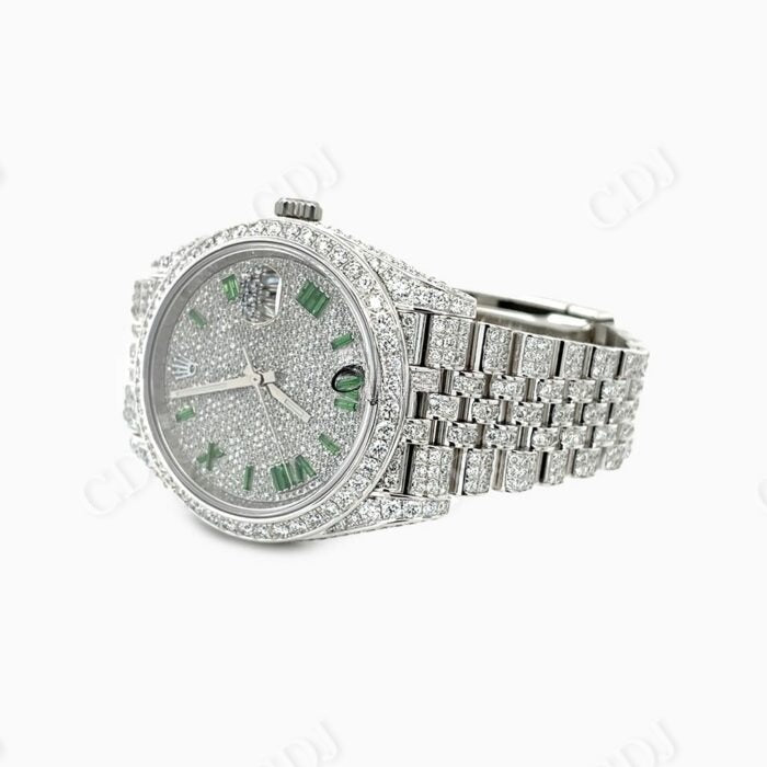 Small Bezel Fully Iced Out Moissanite Rolex Watch customdiamjewel