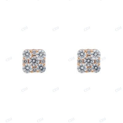 Square Shape VVS Moissanite Diamond Rose Plated Earrings hip hop jewelry CustomDiamJewel