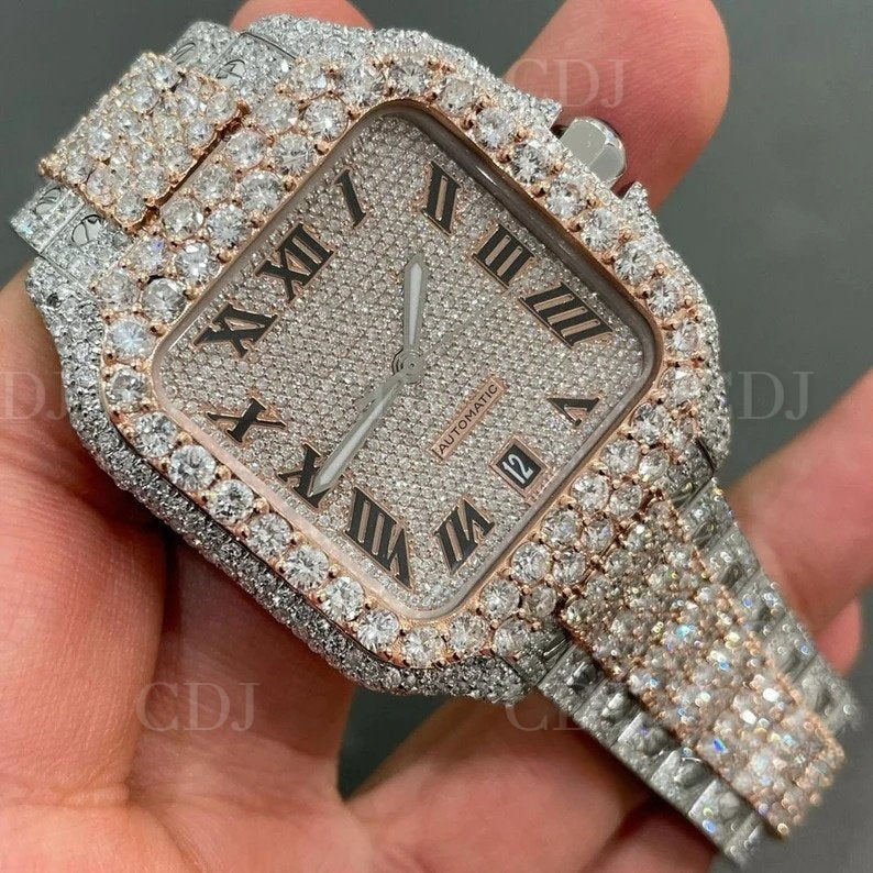VVS Moissanite Hip Hop Full Iced Out Luxury Watch customdiamjewel