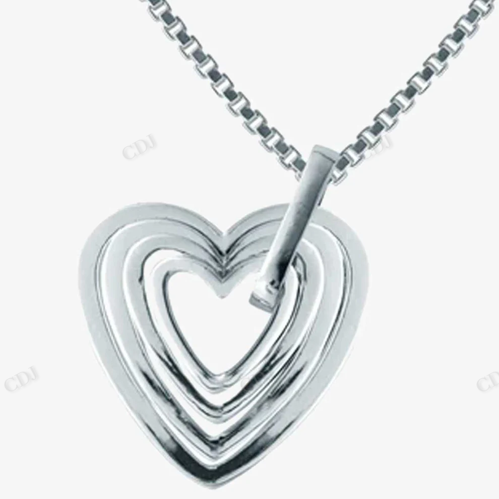 Sterling Silver Heart Layer Pendant hip hop jewelry CustomDiamJewel