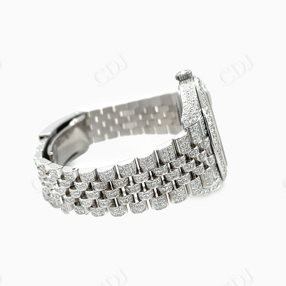 Small Bezel Fully Iced Out Moissanite Rolex Watch customdiamjewel