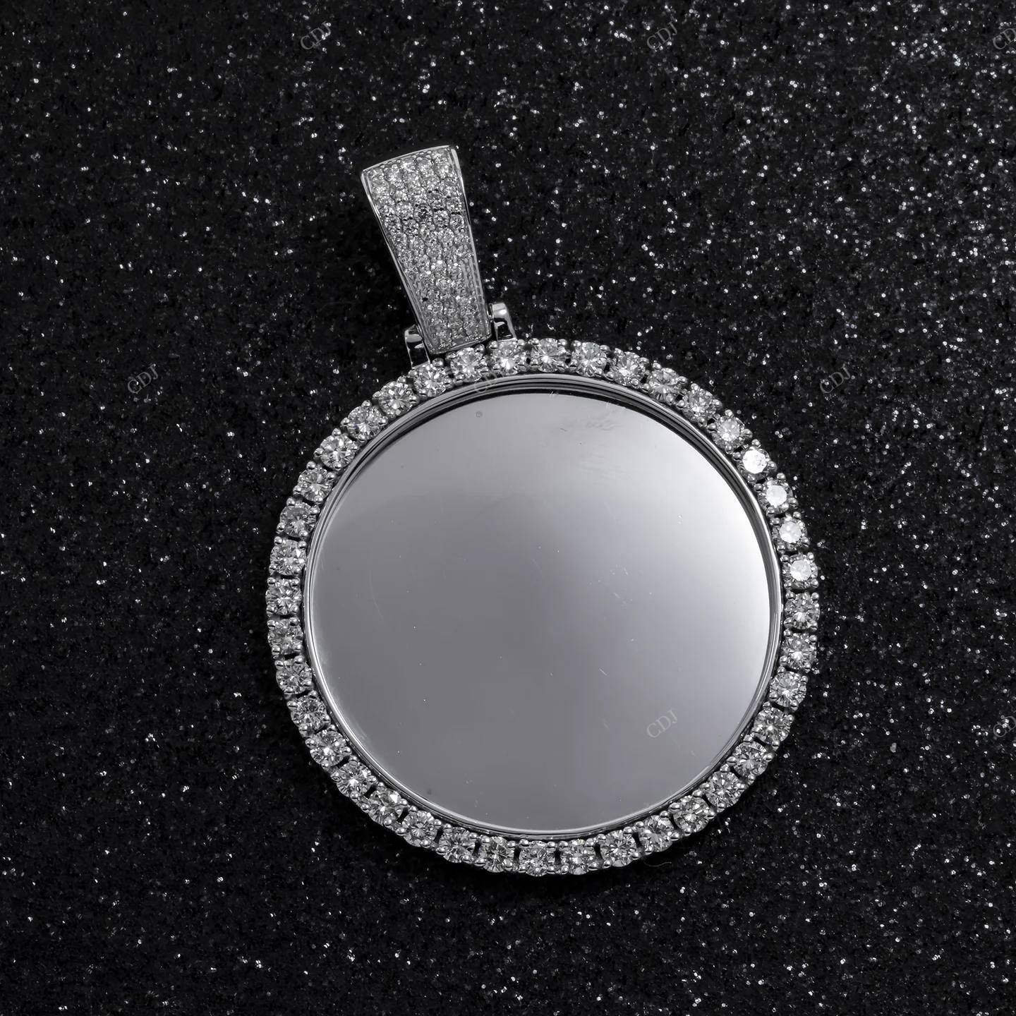 2.0 Inch Silver Moissanite Round Memory Pendant hip hop jewelry CustomDiamJewel