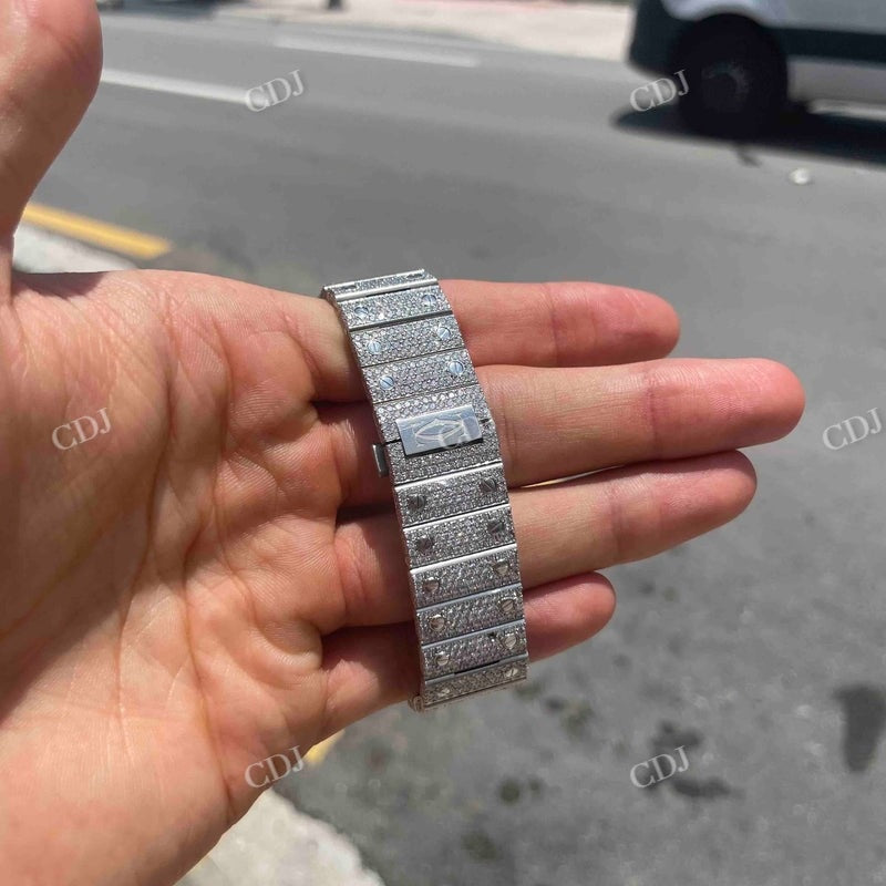 Customized Moissanite Cartier Santos Full Iced Out Watch For Bling's Men customdiamjewel