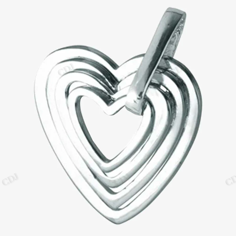 Sterling Silver Heart Layer Pendant hip hop jewelry CustomDiamJewel
