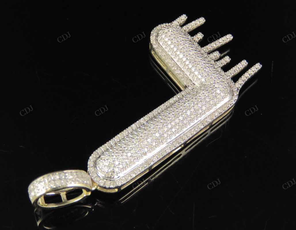 2" 1.10 CTW Real Diamond Letter L Initial Drip 10K Gold Pendant CustomDiamJewel