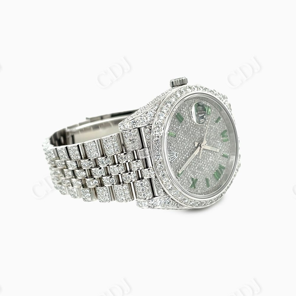 Small Bezel Fully Iced Out Moissanite Rolex Watch customdiamjewel