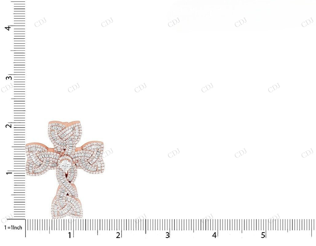 2 Inch 10K Rose Gold Flower Cross Lab Grown Diamond Pendant Hip Hop Pendent CustomDiamJewel