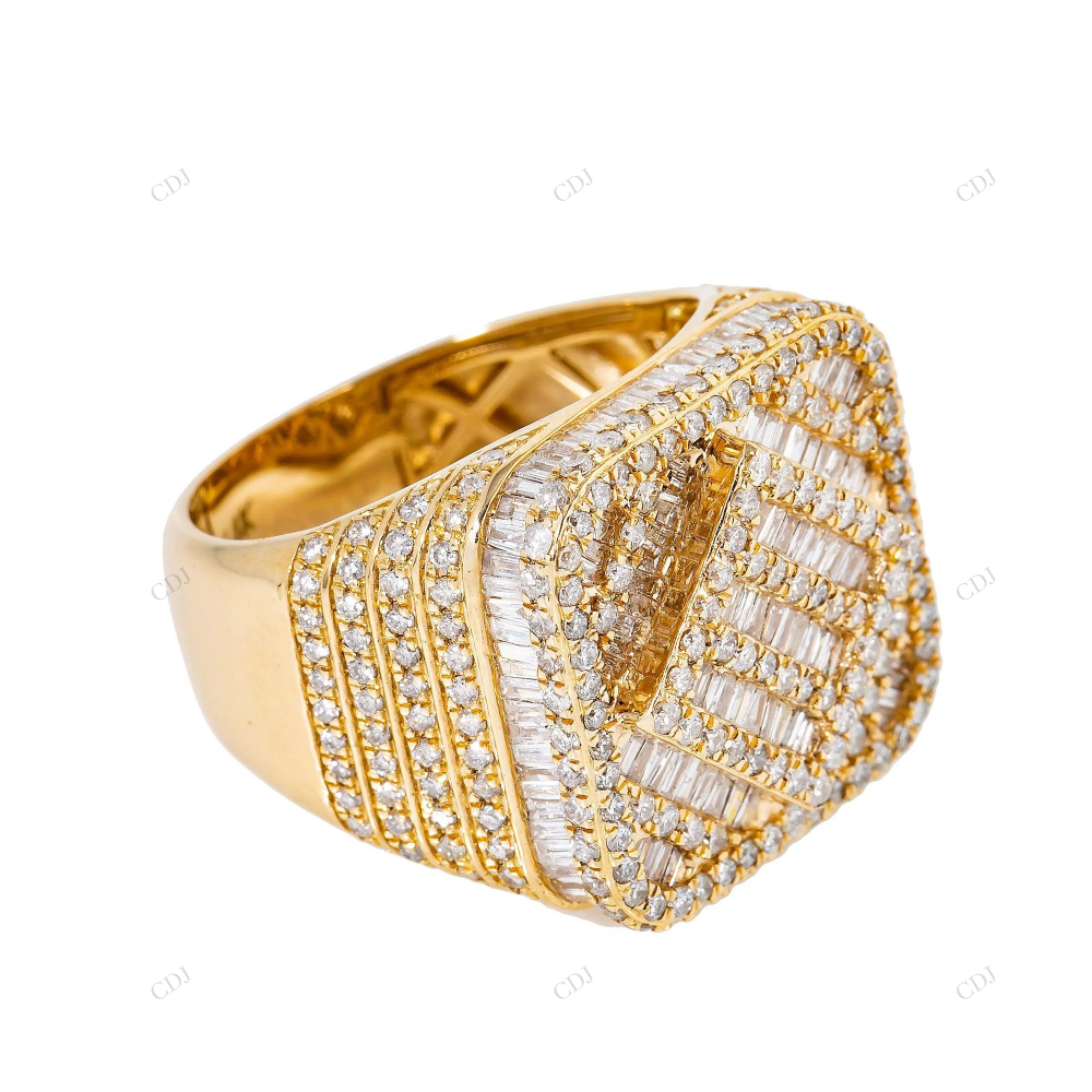 925 Silver Square Baguette Iced Out Pave Ring hip hop jewelry customdiamjewel