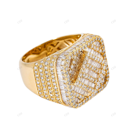 925 Silver Square Baguette Iced Out Pave Ring hip hop jewelry customdiamjewel