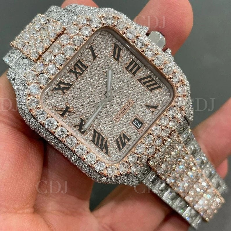 VVS Moissanite Hip Hop Full Iced Out Luxury Watch customdiamjewel