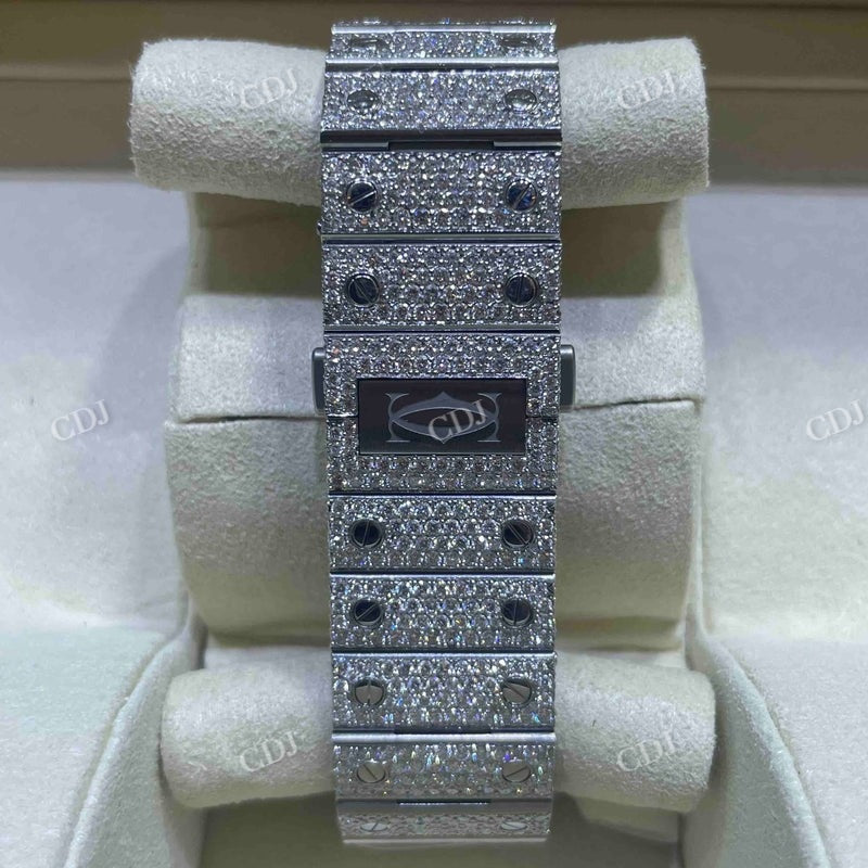 Customized Moissanite Cartier Santos Full Iced Out Watch For Bling's Men customdiamjewel