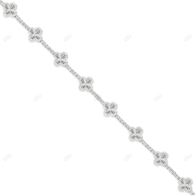 VVS1 Moissanite 925 Sterling Clover Tennis For Women CustomDiamJewel