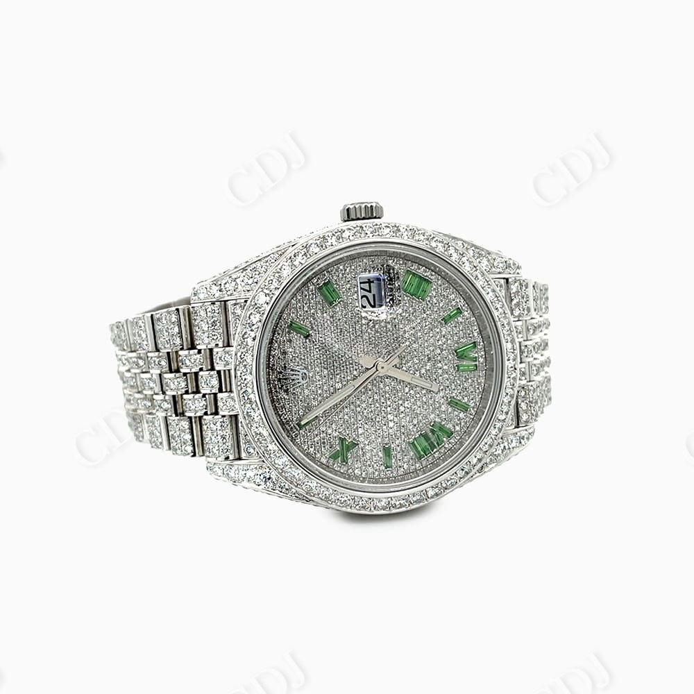 Small Bezel Fully Iced Out Moissanite Rolex Watch customdiamjewel