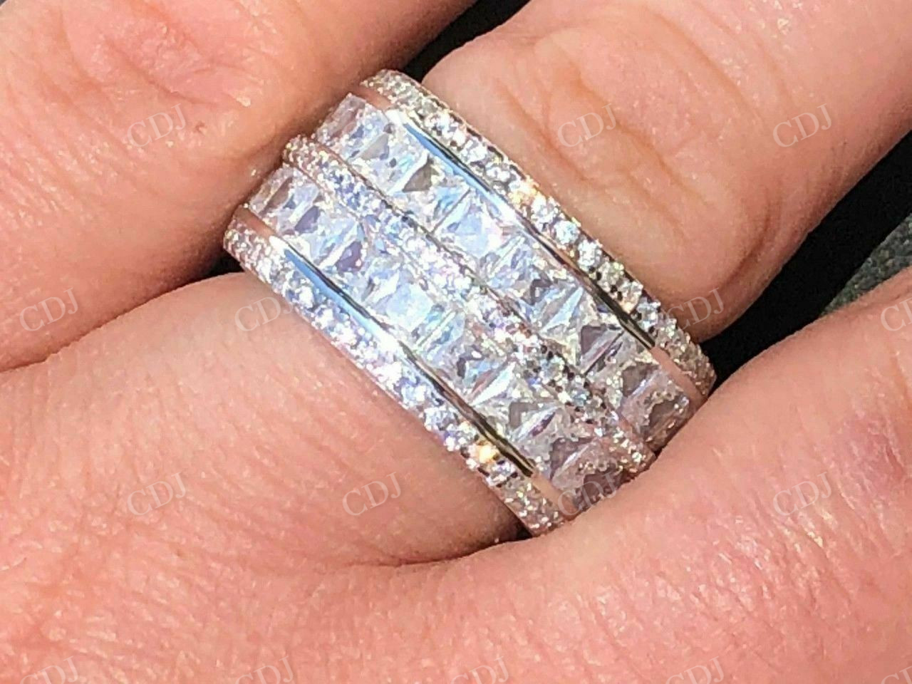 Princess Cut Diamond Icy Tennis Wedding Band  customdiamjewel   
