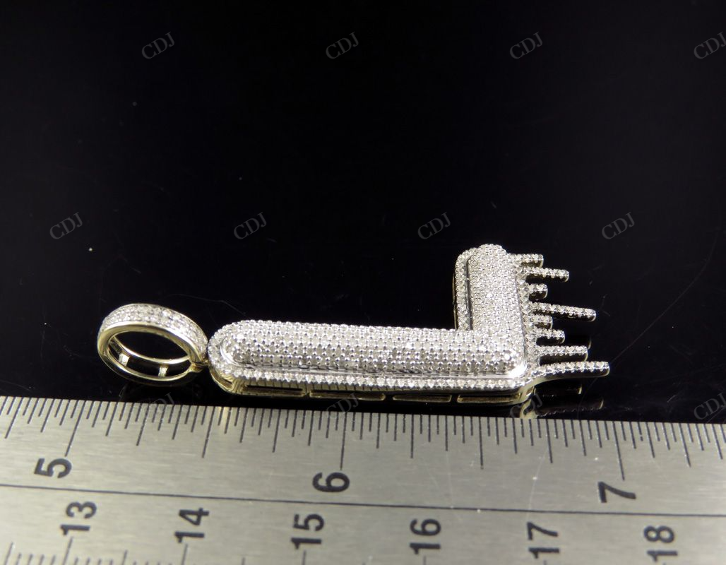 2" 1.10 CTW Real Diamond Letter L Initial Drip 10K Gold Pendant CustomDiamJewel