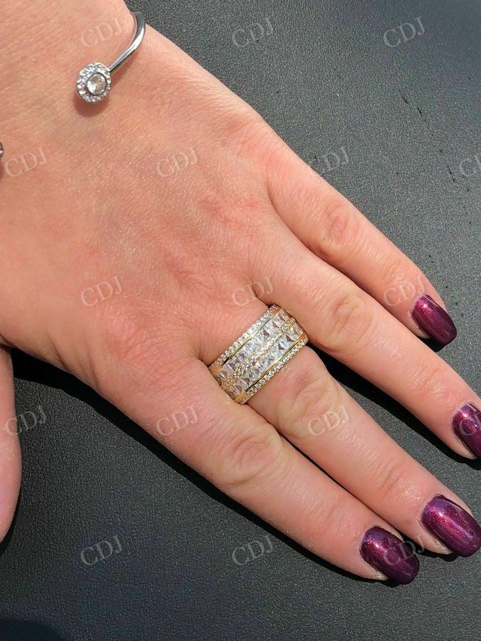 Princess Cut Diamond Icy Tennis Wedding Band  customdiamjewel   