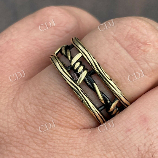 Barbed Wire Real 14k Gold Ring  customdiamjewel   