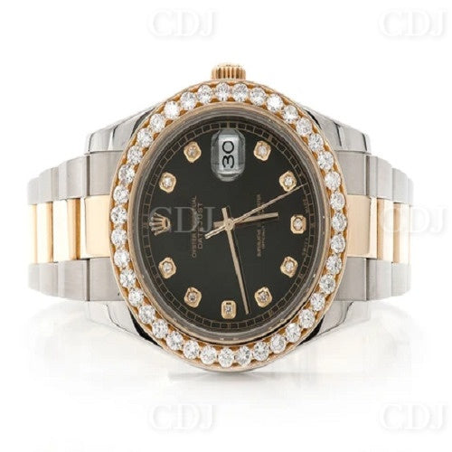 Round Bezel Moissanite Diamond Watch Hip Hop Men's Wrist Watch customdiamjewel