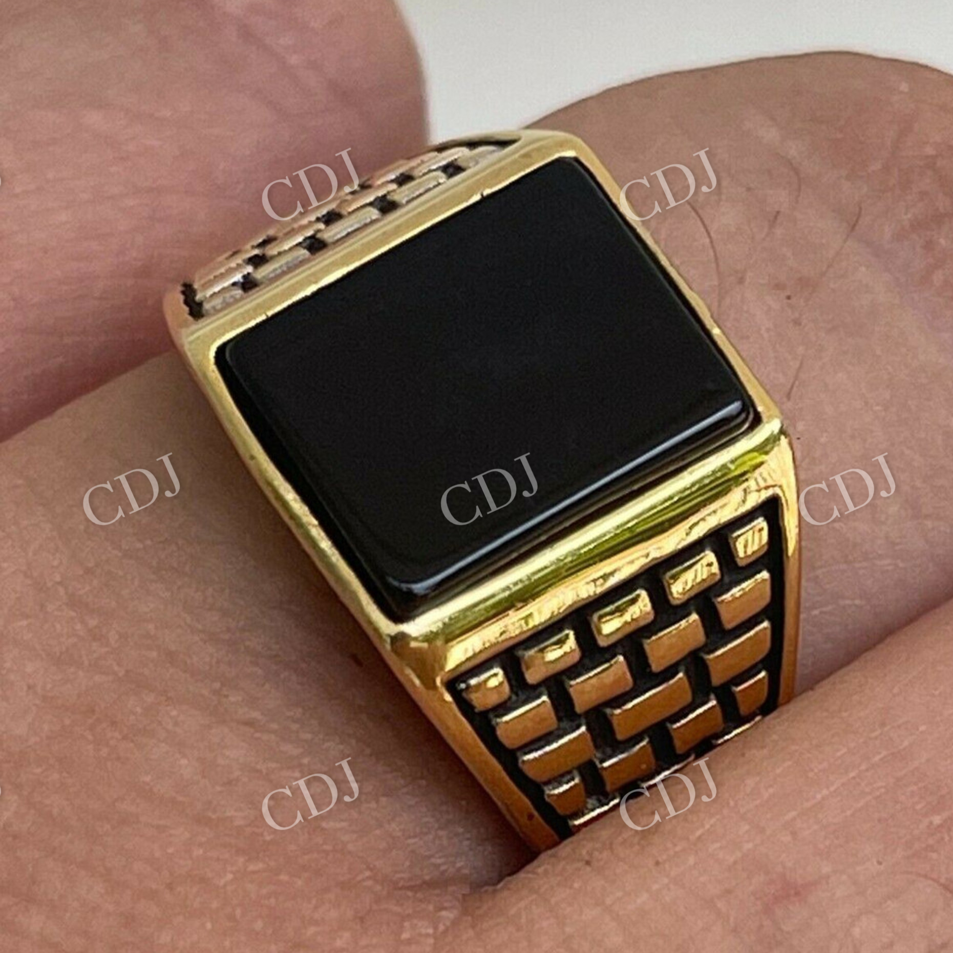 Black Onyx Square Ring  customdiamjewel   