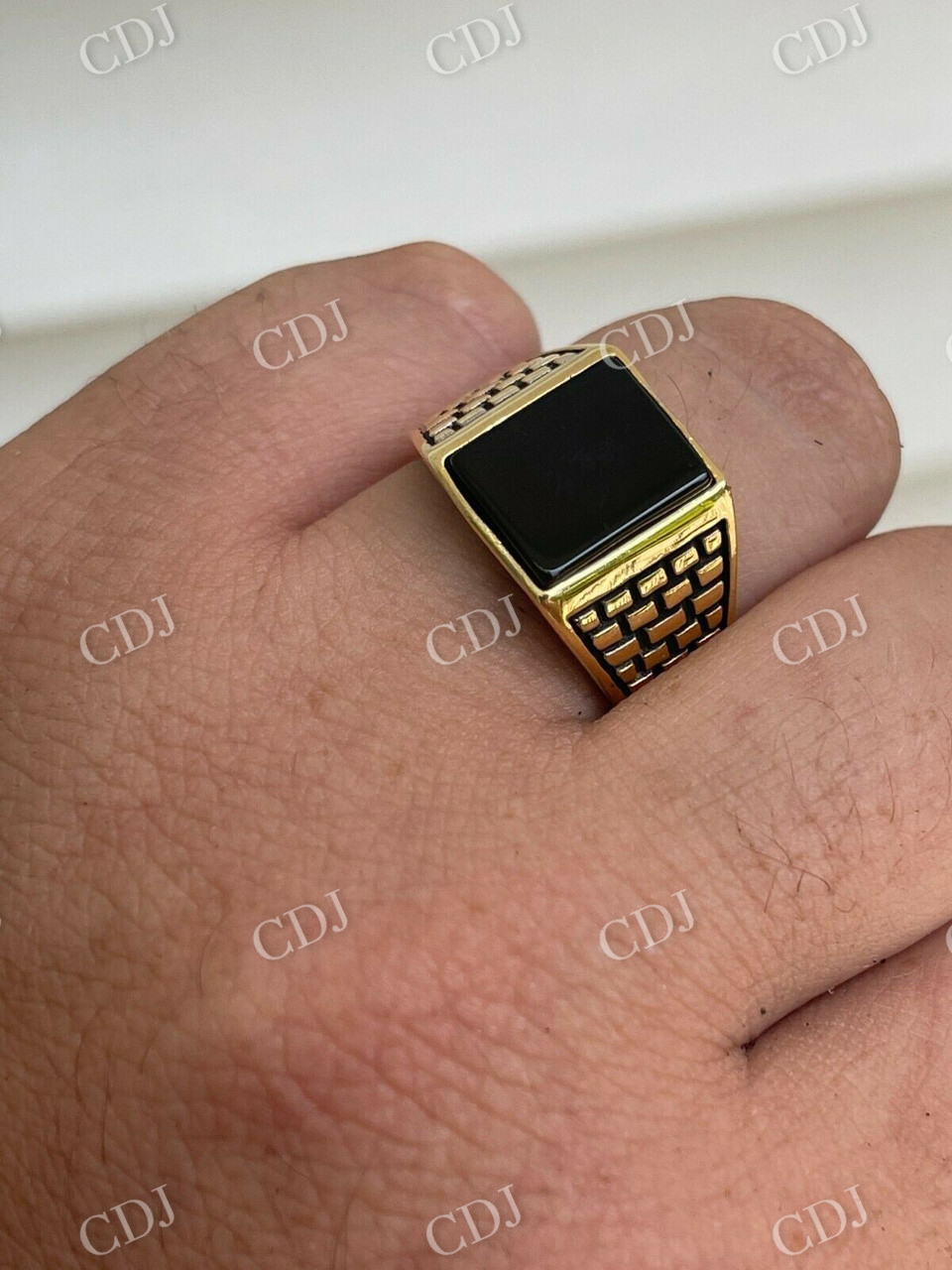 Black Onyx Square Ring  customdiamjewel   