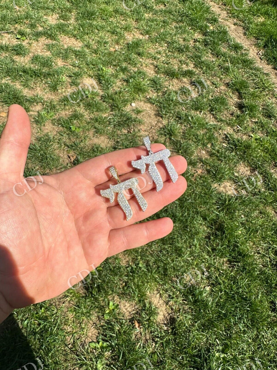 Moissanite Chai Hebrew Pendant  customdiamjewel   