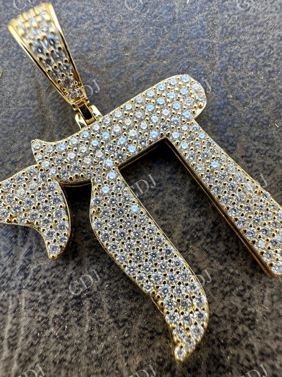 Moissanite Chai Hebrew Pendant  customdiamjewel   