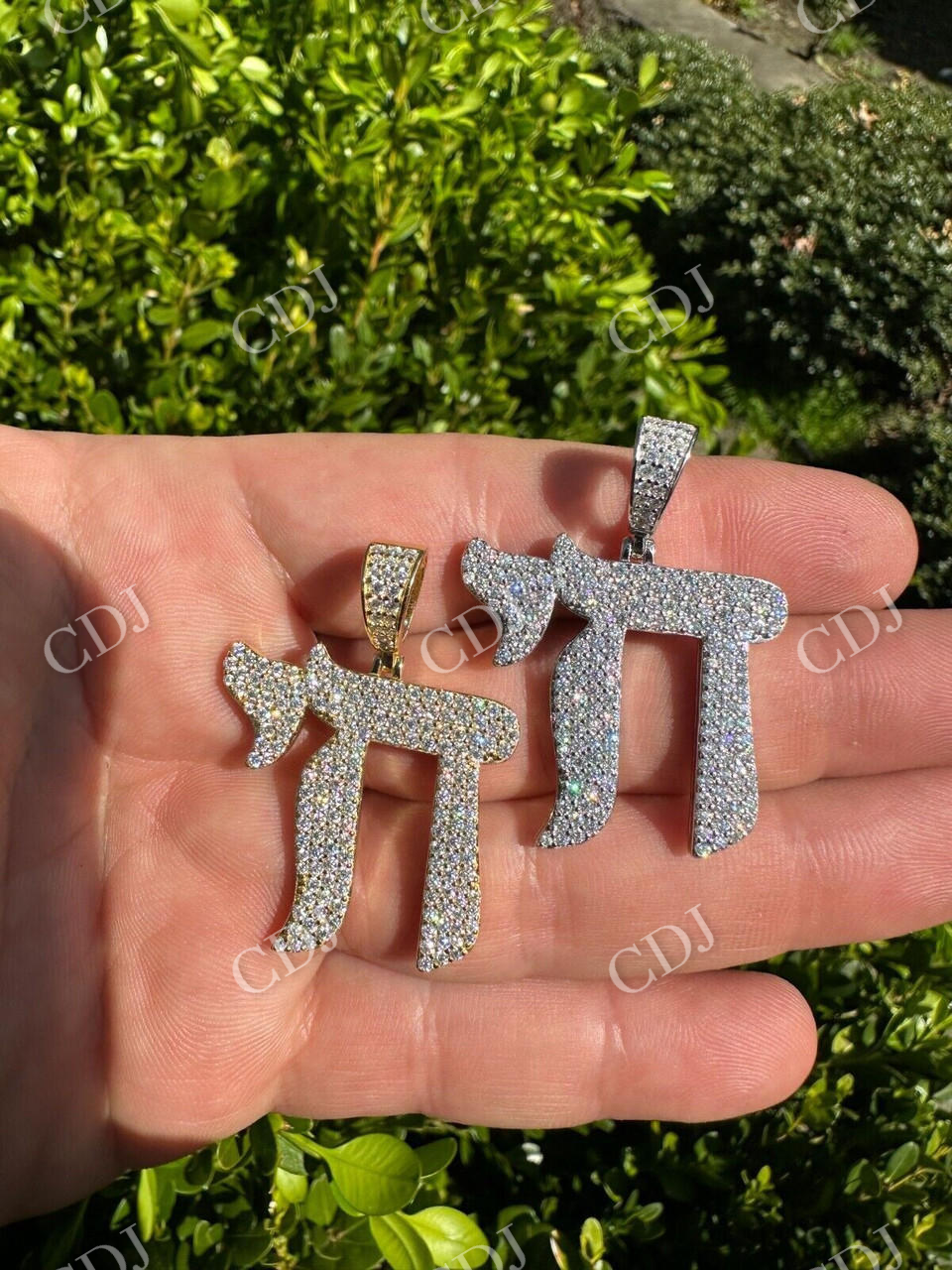 Moissanite Chai Hebrew Pendant  customdiamjewel   