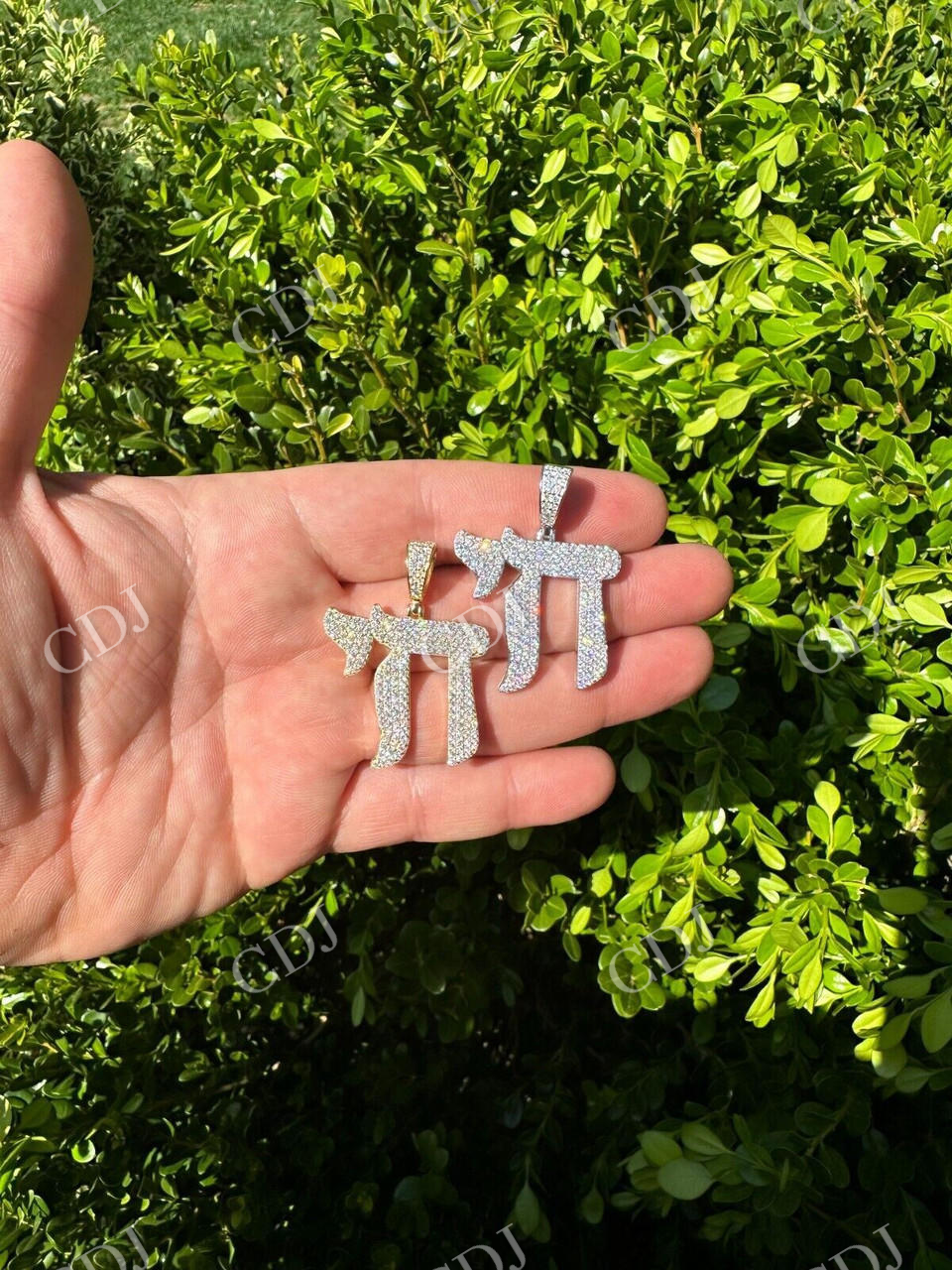 Moissanite Chai Hebrew Pendant  customdiamjewel   