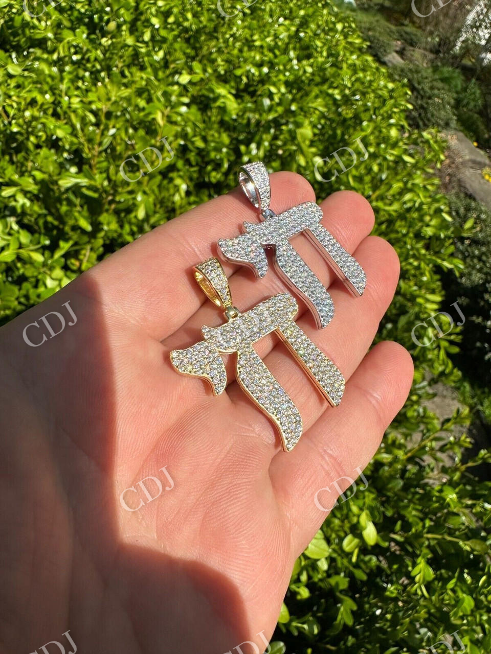 Moissanite Chai Hebrew Pendant  customdiamjewel   