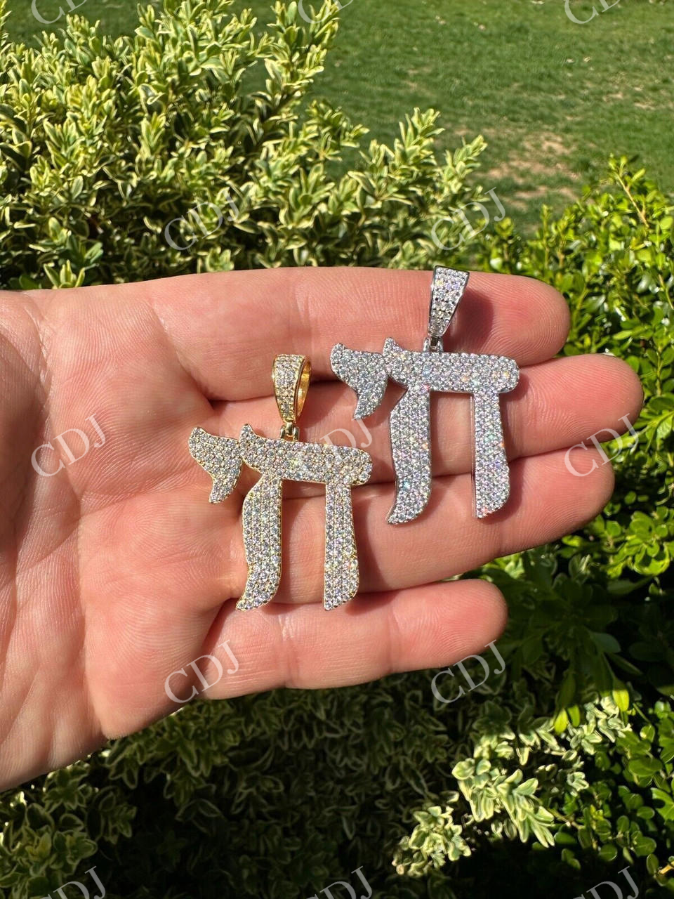 Moissanite Chai Hebrew Pendant  customdiamjewel   