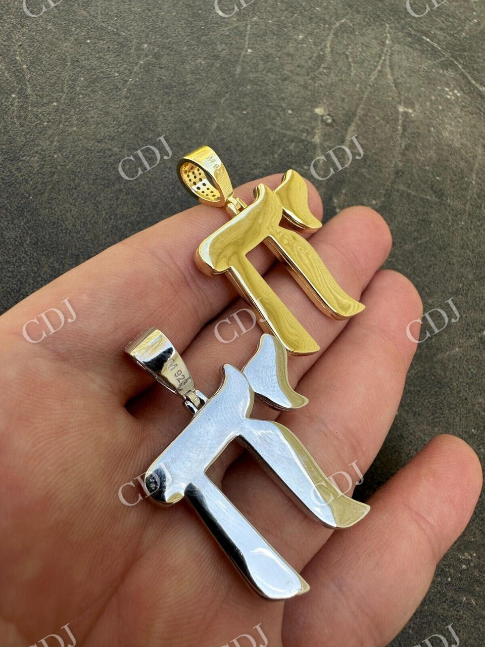 Moissanite Chai Hebrew Pendant  customdiamjewel   