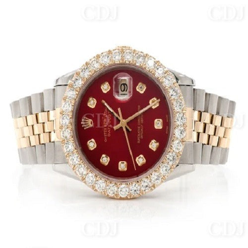 Hip Hop Stainless Steel Red Dial Bezel set Watch customdiamjewel