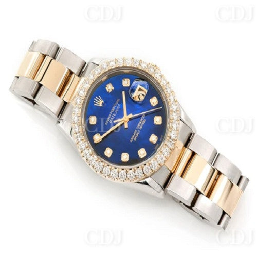 Two Tone Rolex Blue Dial Diamond On Bezel Watch customdiamjewel