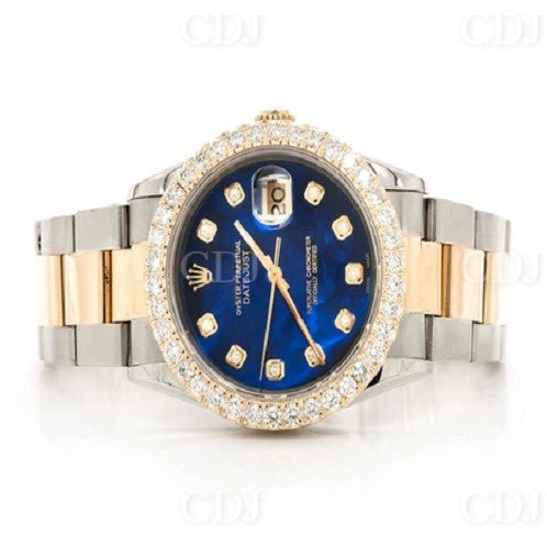 Two Tone Rolex Blue Dial Diamond On Bezel Watch customdiamjewel