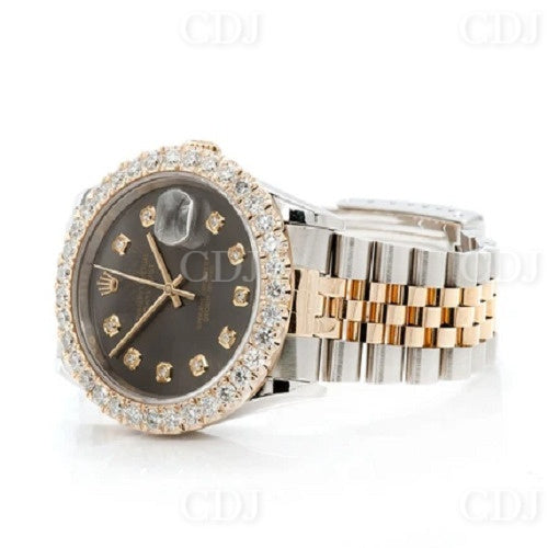 Rolex Black Dial Only Diamond On Bezel Watch customdiamjewel