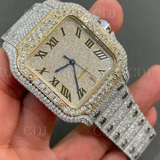 Luxury Cartier Brand Men's Iced Out Moissanite Diamond Watch customdiamjewel