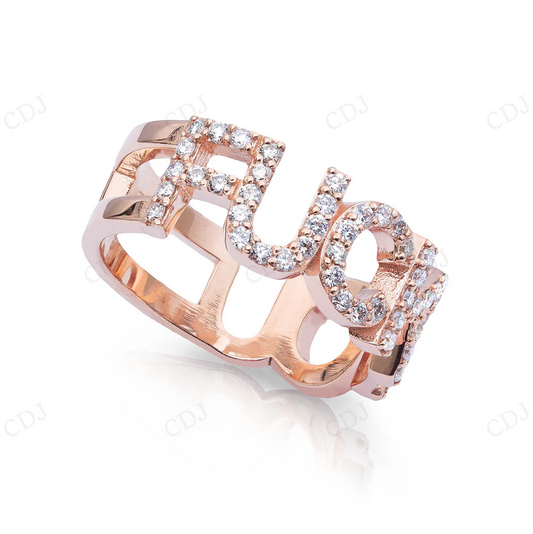 Iced Out 14k Rose Gold Letter Ring For Men hip hop jewelry CustomDiamJewel