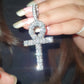 Round Moissanite Silver Ankh Cross  Pendant hip hop jewelry customdiamjewel   