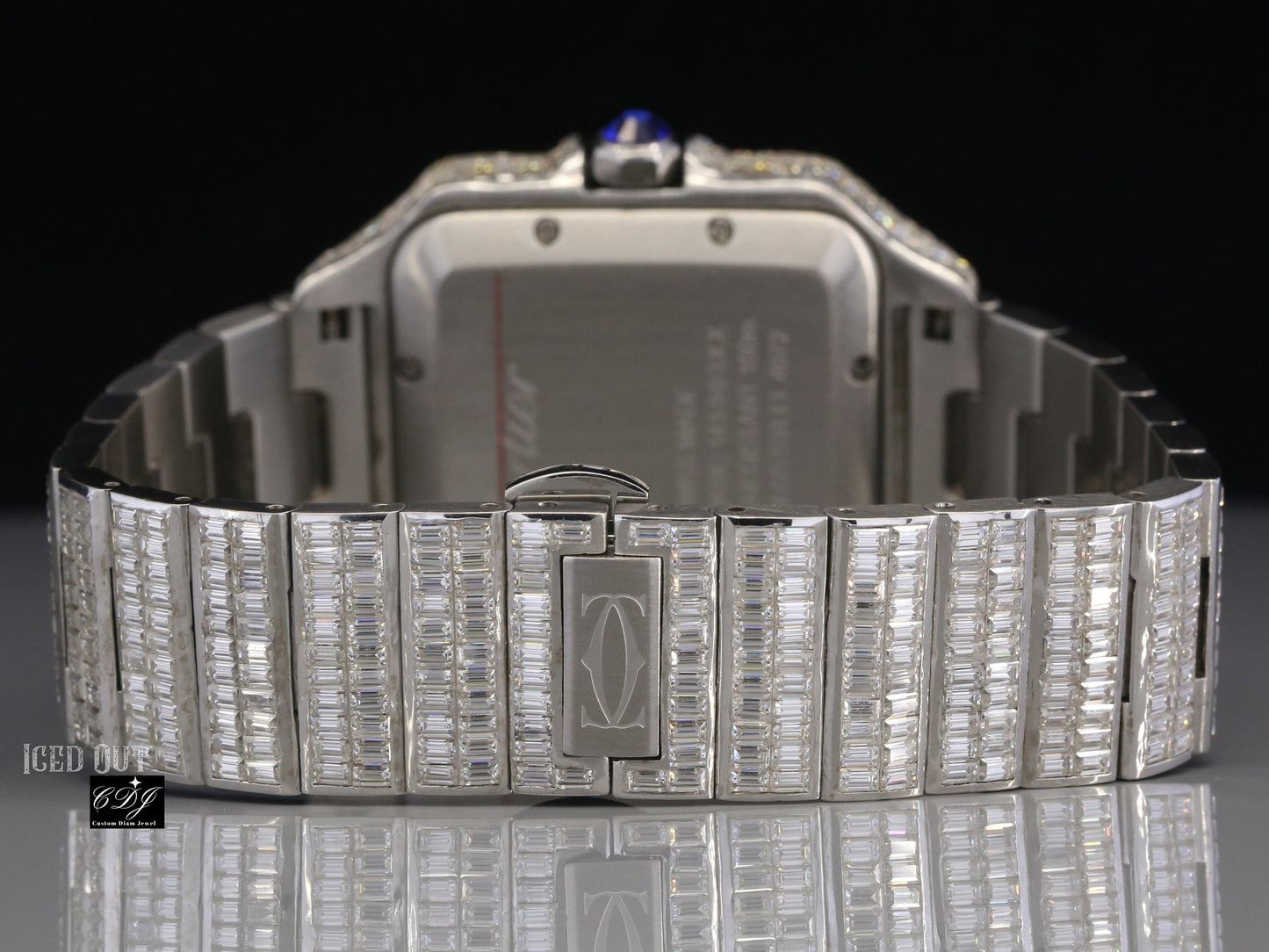 Trending Iced Out Handset VVS Baguette Studded Cartier Watch customdiamjewel