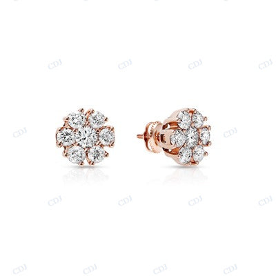 Moissanite Diamond Rose Gold Plated Earrings hip hop jewelry CustomDiamJewel