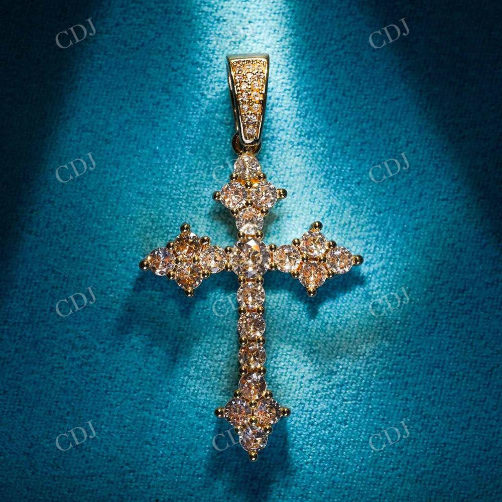 Round Cut Cross Diamond Pendant  customdiamjewel   