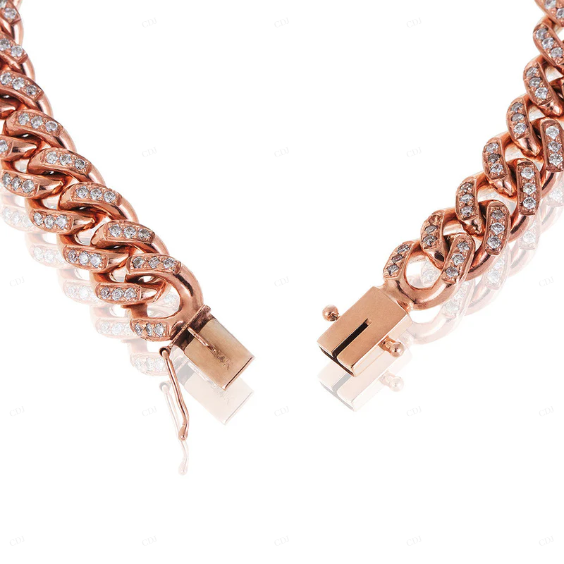 VVS Moissanite Rose Gold Cuban Link bracelet For Men CustomDiamJewel